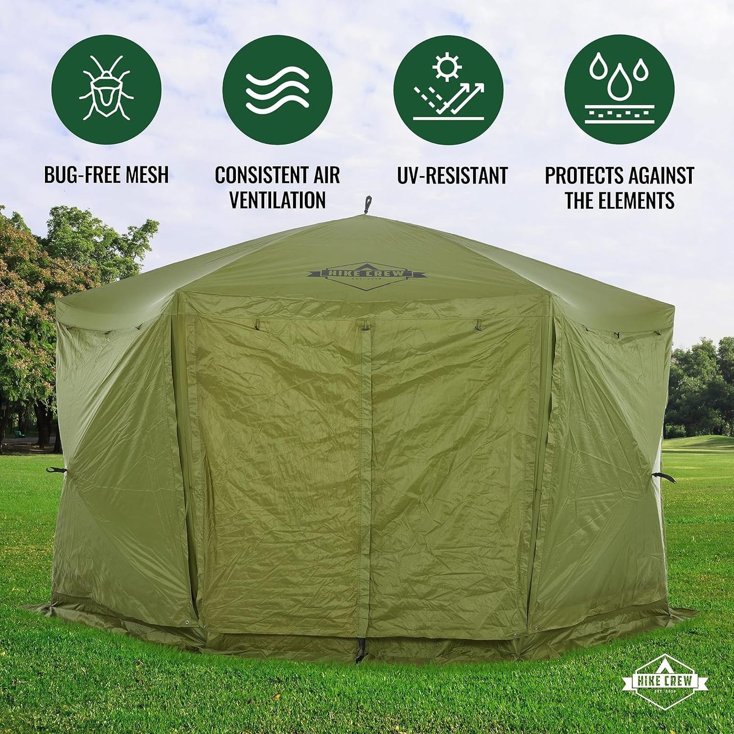 12 feet Pop-Up Gazebo Screen Tent | 6-Sided Outdoor Canopy Shelter w/Built-in Zippered Wind Panels Pop up gazebo