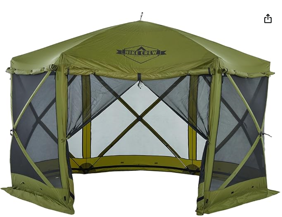 12 feet Pop-Up Gazebo Screen Tent | 6-Sided Outdoor Canopy Shelter w/Built-in Zippered Wind Panels Pop up gazebo