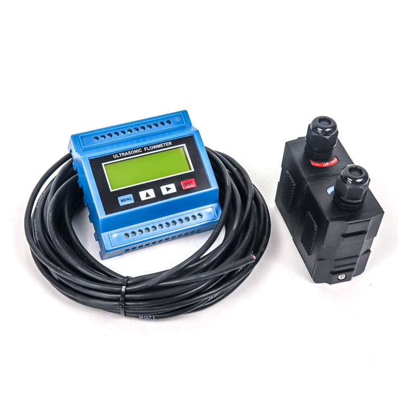 Digital LCD Fixed Clamp On Ultrasonic Transit Time Modular Flow Meter For Hot Water