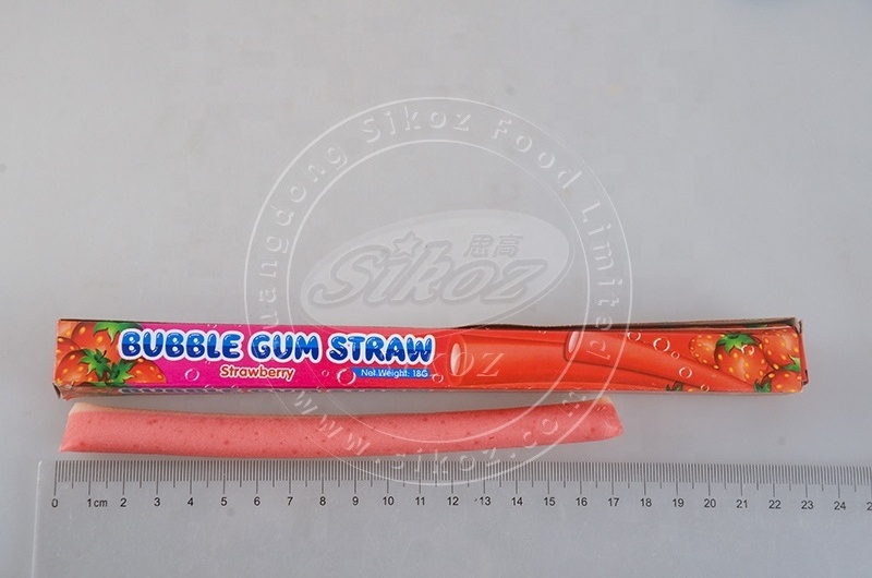 strawberry flavored long stick bubble gum