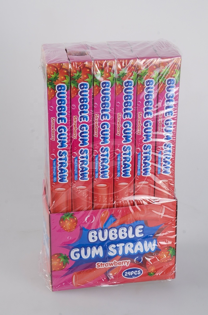 strawberry flavored long stick bubble gum