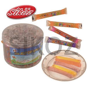 Halal mini fruit flavor jelly stick up in plastic jar