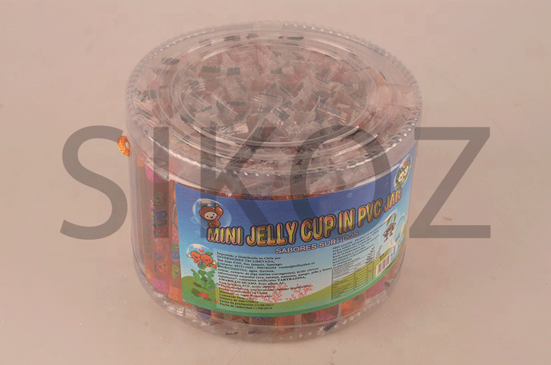 Halal mini fruit flavor jelly stick up in plastic jar