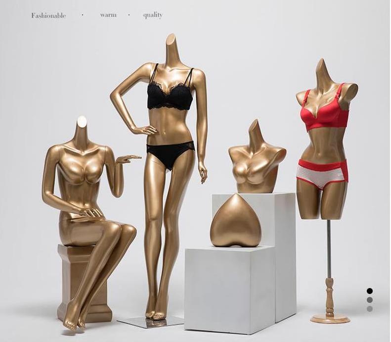 Dummy Underwear Mannequin Torso Half Body Window Display Props Gold Model for Female Swimwear and Lingerie