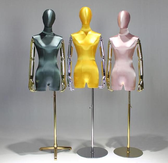 Ceda Fabric Golden Display Mannequins Boutique Clothing High End Fabric Cover Half Body Female Gold Mannequins