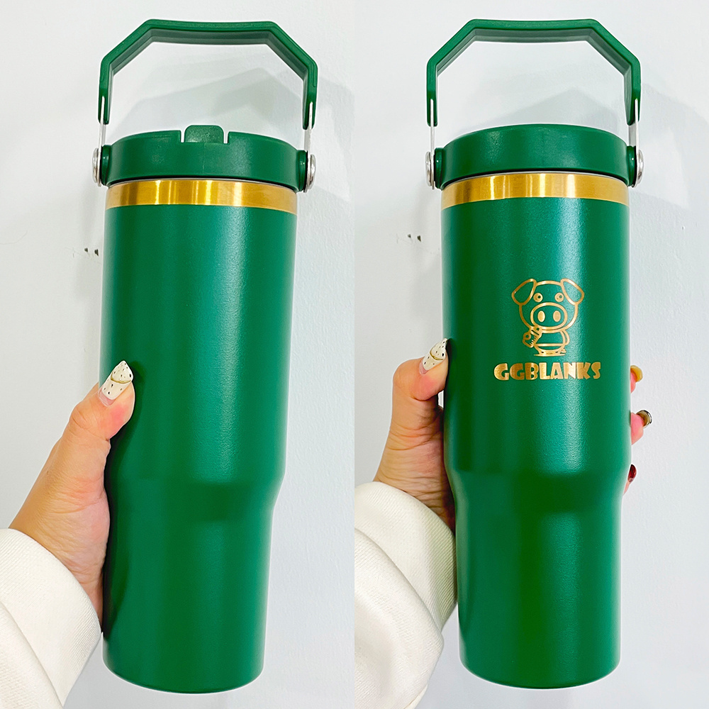 Flip Straw 30oz Copper Plated Tumbler Stainless Steel 30 Ounce Travel Coffee Cup Mug 30oz Powder Coated Gold Plated Water Bottle