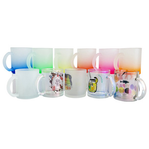 US warehouse free shipping 11oz blank dye sublimation glass clear frosted 11oz color gradient glass mug for sublimation printing