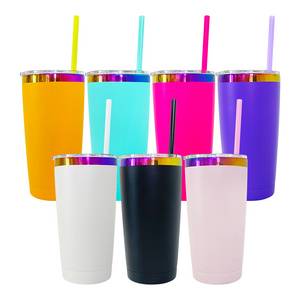 Stainless Steel Drinkware Powder Coated Rainbow Plated 20oz Tumbler Double Wall Vacuum Insulated Stainless Steel Car Tumbler