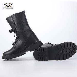 Men's Waterproof Tactical Work Boots Outdoor Soft Leather Motorcycle Combat Boots