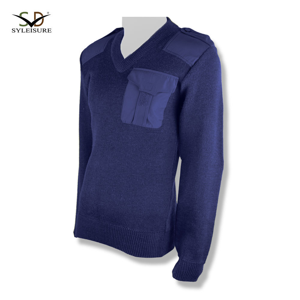 Acrylic wool v-neck dark blue sweater for man knitted mens sweaters mens knitted sweater