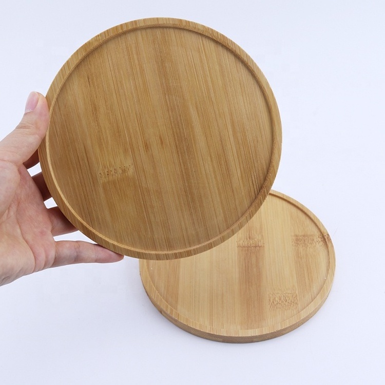 Wholesale Custom Wooden Serving Tray Hotel Restaurant Kitchen Accessories Bamboo Wood Oval Rolling Tray Round Serving Trays