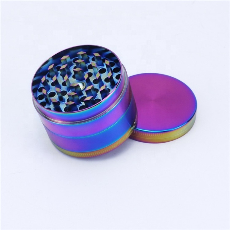 Logo Laser Engraving 50mm Iridescent Tobacco Grinder Smoking Accessories Spice Crusher Shredder Metal Herb Grinder