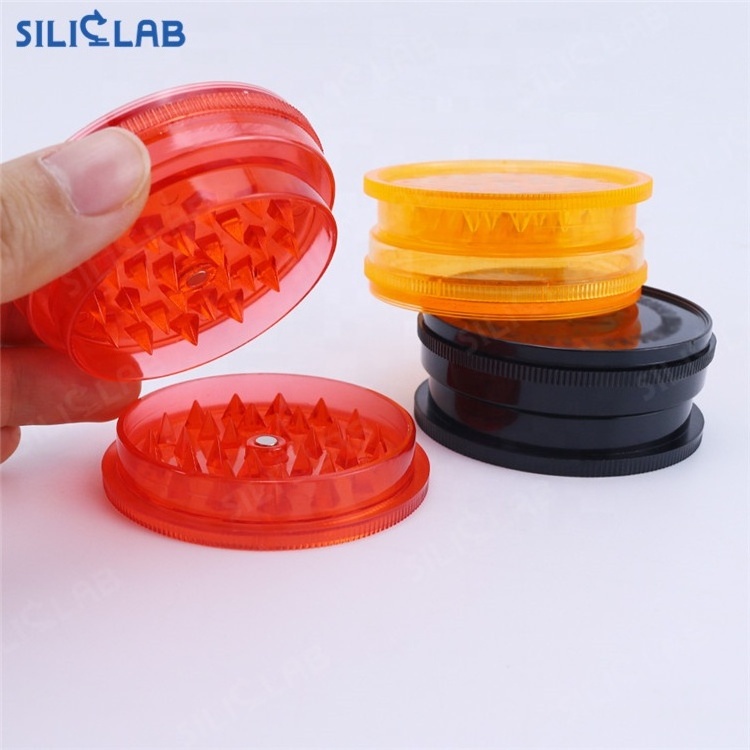 Lightweight Portable 3-Piece Plastic Herb Grinder 40mm 60mm Colorful Custom Plastic Spice Grinder with Storage Jar