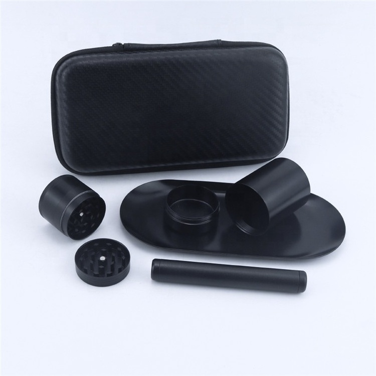 Black Fashion Attractive Design Smoking Kit Tobacco Smoke Grinder Rolling Trays Pre Rolled Cones Herb Smoking Accessories