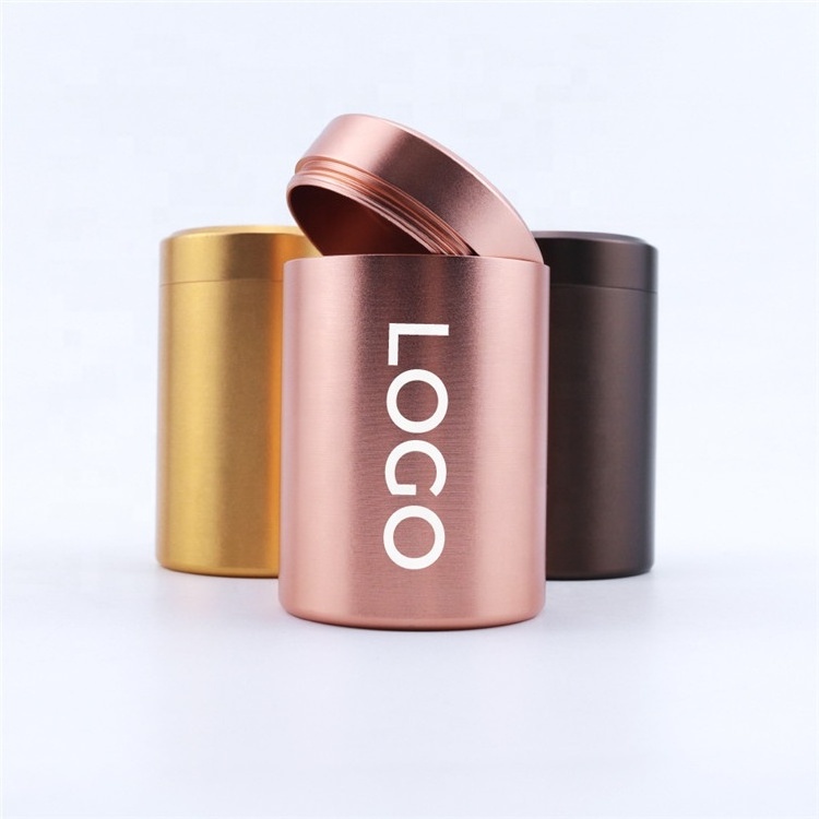 Logo Engraved Laser Aluminum Canister Metal Storage Jar Multi-usage Store Candle Container Stainless Jar with Seal Lid