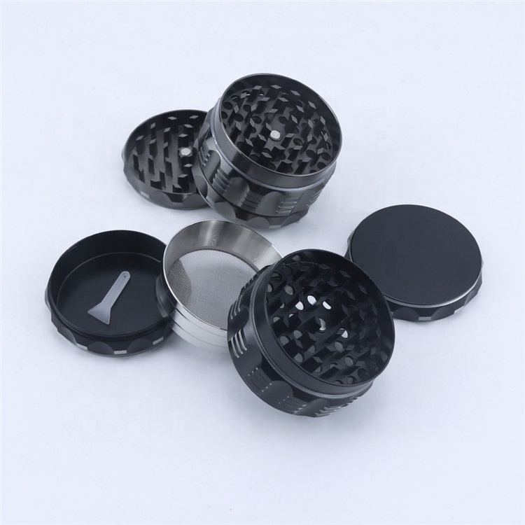 Logo Engraved Diamond Teeth Aluminum Herb Grinder 4-layer Tobacco Smoking Accessories Spice Crusher Fresh Shredder Grinder