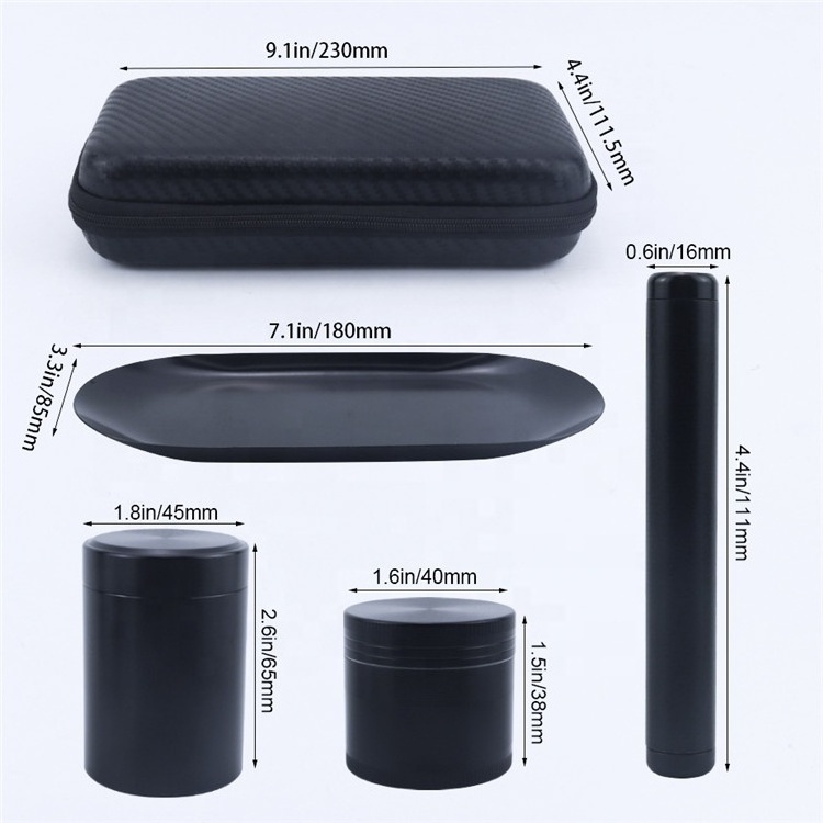 Black Fashion Attractive Design Smoking Kit Tobacco Smoke Grinder Rolling Trays Pre Rolled Cones Herb Smoking Accessories