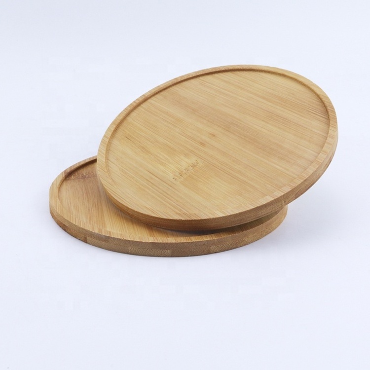 Wholesale Custom Wooden Serving Tray Hotel Restaurant Kitchen Accessories Bamboo Wood Oval Rolling Tray Round Serving Trays