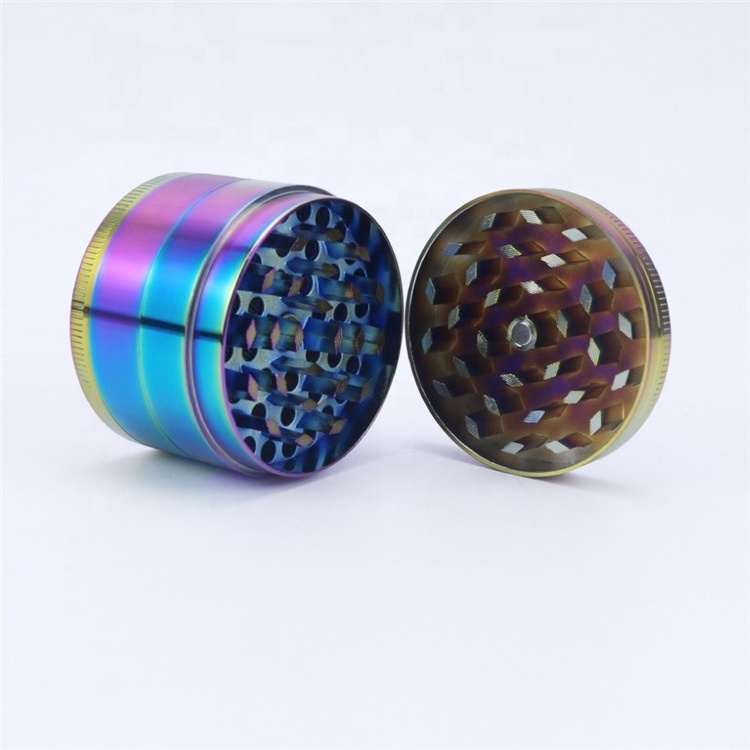 Logo Laser Engraving 50mm Iridescent Tobacco Grinder Smoking Accessories Spice Crusher Shredder Metal Herb Grinder