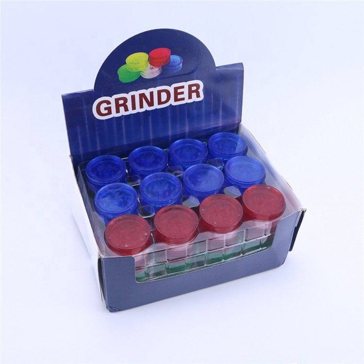 Lightweight Portable 3-Piece Plastic Herb Grinder 40mm 60mm Colorful Custom Plastic Spice Grinder with Storage Jar