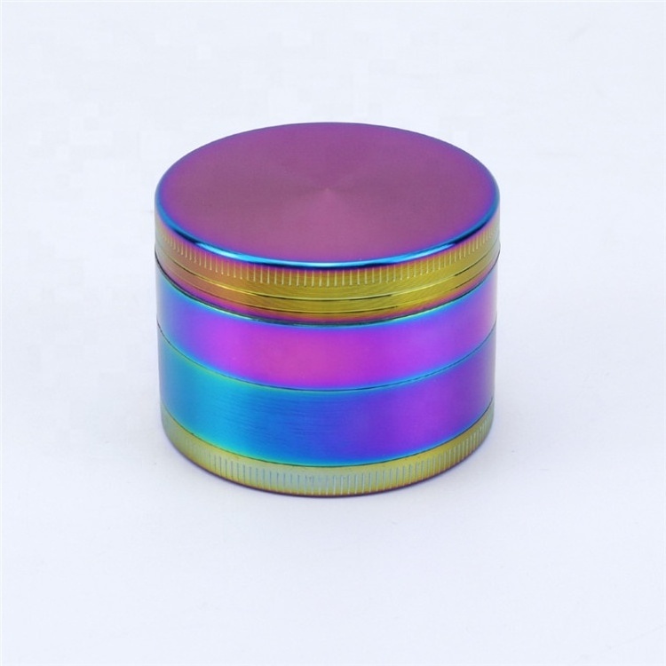 Logo Laser Engraving 50mm Iridescent Tobacco Grinder Smoking Accessories Spice Crusher Shredder Metal Herb Grinder