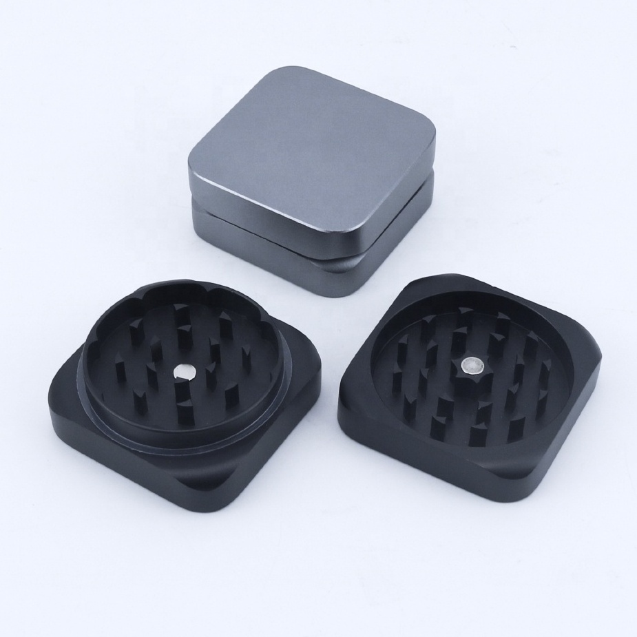 Simple Frosted Black Two Part Spice Crusher Smoking Accessories Smoke Kit Tobacco Shredder Aluminum Herb Grinder