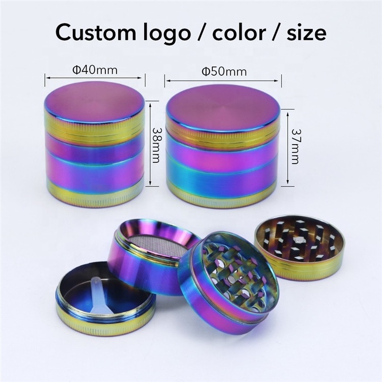 Engraved Logo Tobacco Smoking Accessories Girly Herb Grinder Crusher Milling Shredder Pink Smoking iridescent Herb Grinder