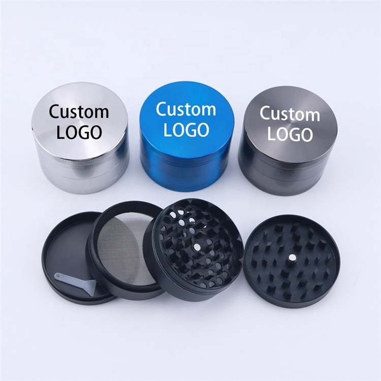 Logo Engraved Metal Herbal Grinder 4 Layers Portable Spice Grinders Rolling Paper Bulk Herb Grinder Wholesale Smoking