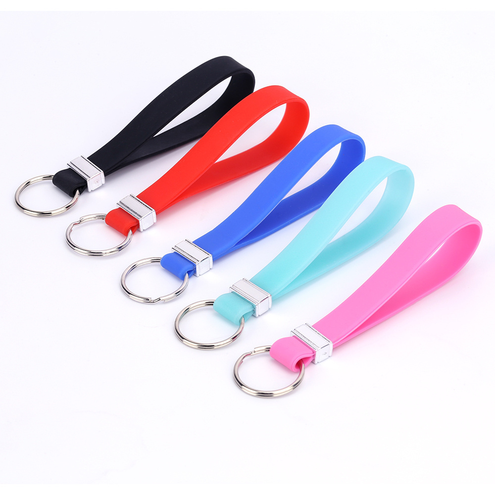 Logo Wholesale Custom Soft Pvc Silicone Rubber Bracelet Metal Car Key Cover With Keychain