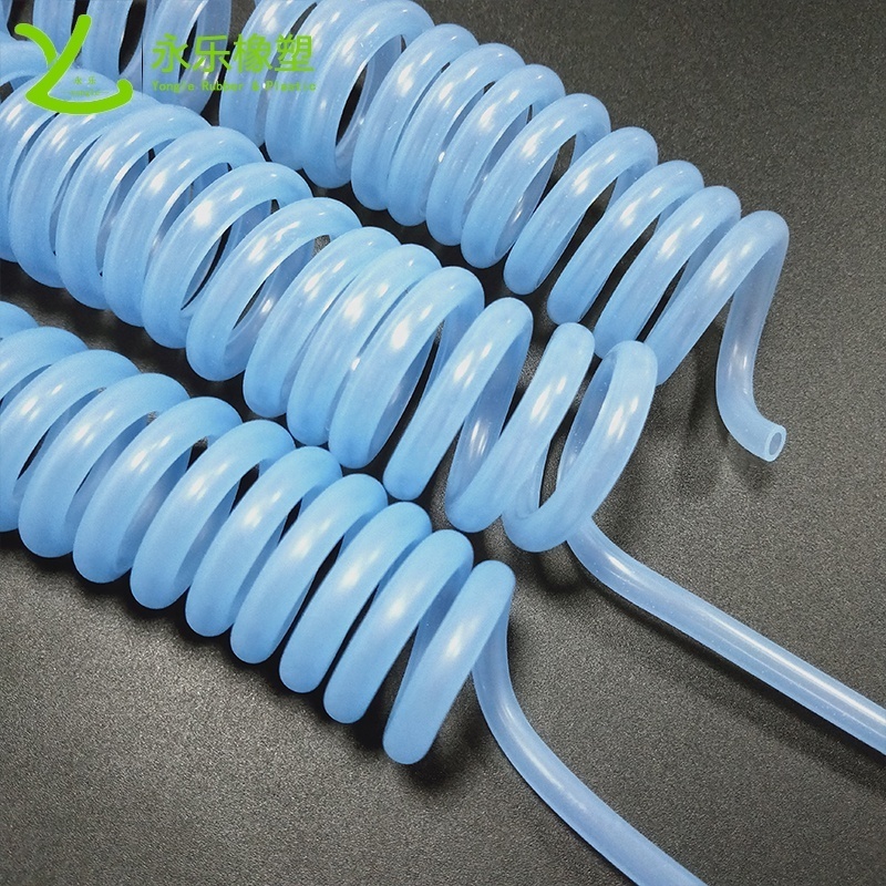 Factory supply spiral tubes silicone blue medical grade spiral recoil hose silicone spiral hose for medical use