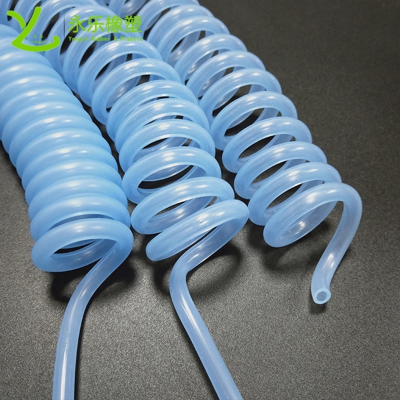 Factory supply spiral tubes silicone blue medical grade spiral recoil hose silicone spiral hose for medical use