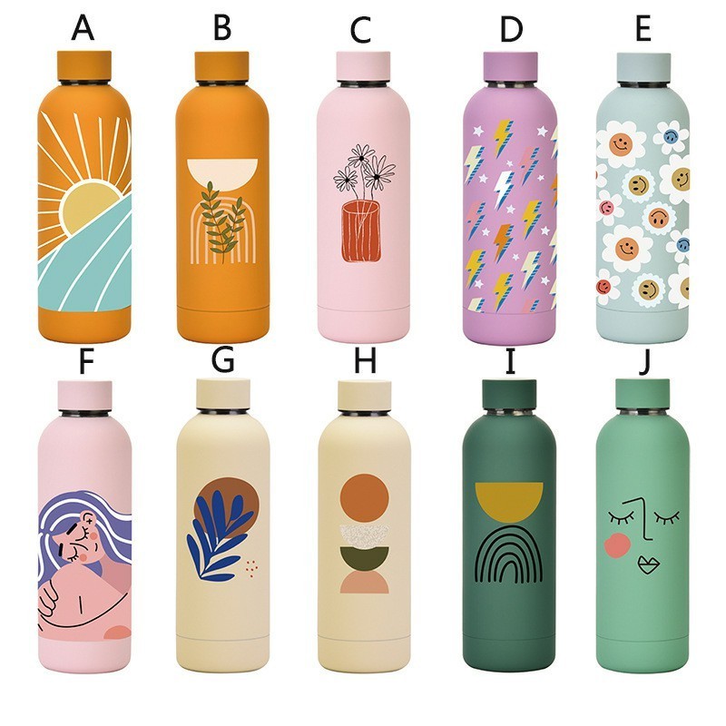 Eco friendly double wall flask vacuum sublimation thermos Thermal drinking tumbler stainless steel water bottle insulated cups