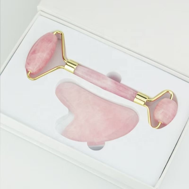 Wholesale Best Rose Quartz Real Jade Gua Sha Set Natural Crystals Guasha Tool  Facial Gua Sha Jade Roller