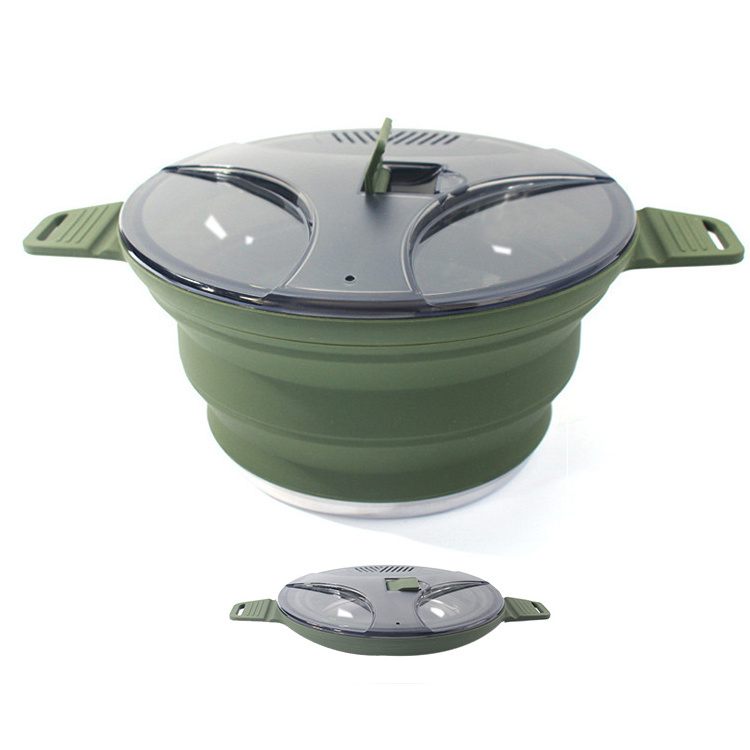 Camping Cookware Set Hiking Silicone Folding Saucepan Water Kettle With Lid Cookware Travel Camping Pot for coffee