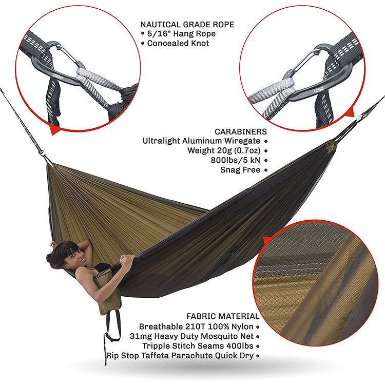 Dropshipping for Nylon hammock 2 Person Portable Outdoor Camping Tent Hammock With Mosquito Net fast sourcing