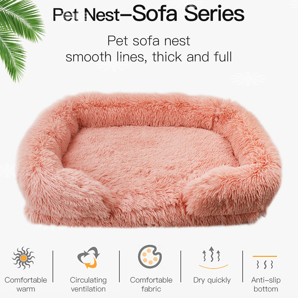 1688 Online Pet Cave Nest Self Warming Cat Bed Mat Cushion Long Plush Cat Sleeping sofa bed with Pillow Dog House