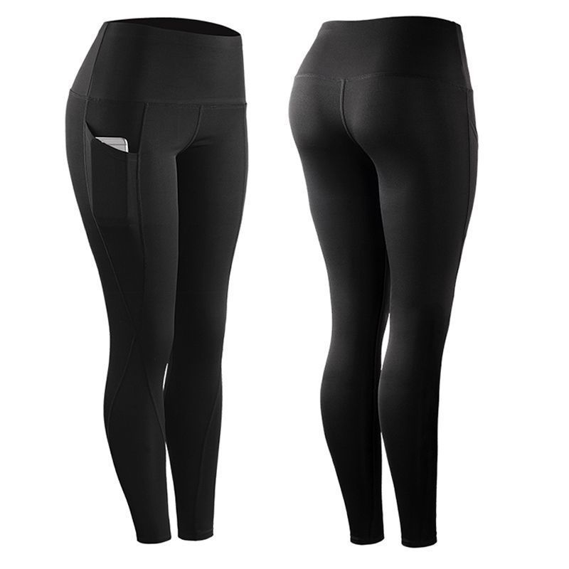 wholesale women high elastic dropshipping Stretch yoga leggings pants with pocket scrunch butt sports gym Leggings