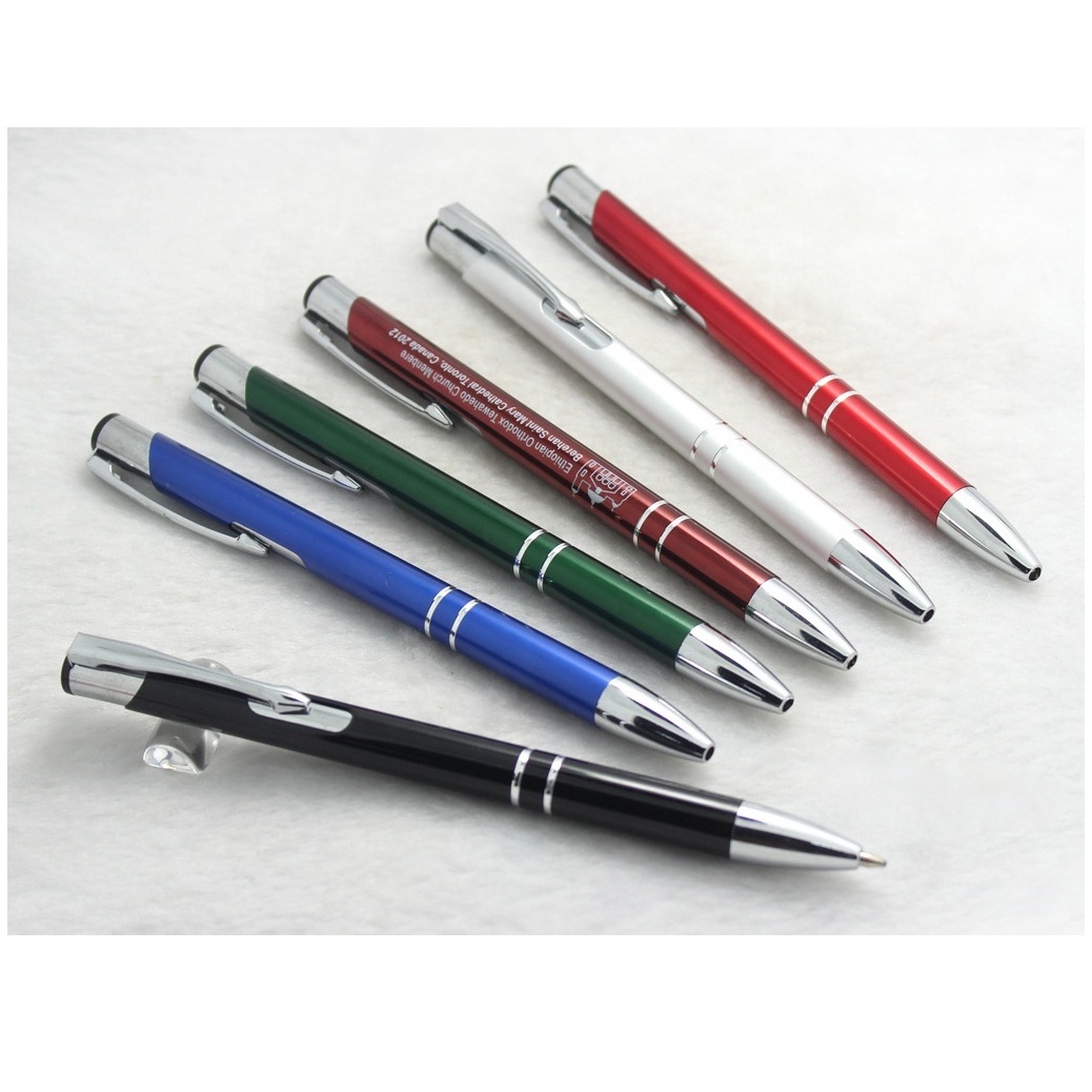 Cheap Ball Point Metal Pens Laser Engraved Print Branded Logo Manufacturer  Metal Aluminium Pen