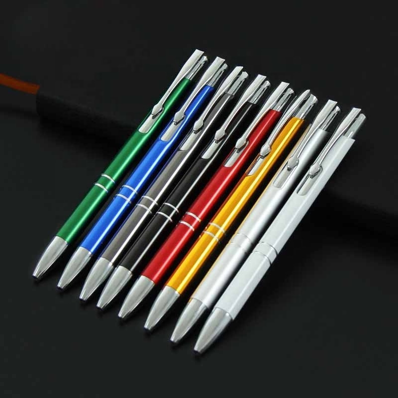 Cheap Ball Point Metal Pens Laser Engraved Print Branded Logo Manufacturer  Metal Aluminium Pen