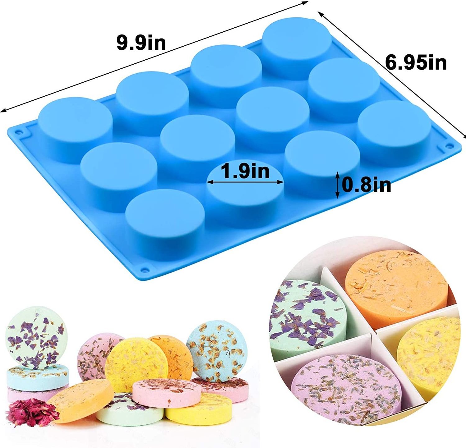 12 Cavity Cylinder Silicone Mold/Round Soap Mold/Handmade Shower Steamer Molds for Bath Bomb, Beeswax, Lotion Bars