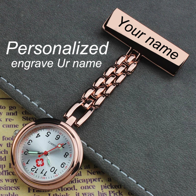 Personalized Customized FREE Engraved With Your Name TOP QUALITY Pin Brooch Stainless Steel Lapel Pocket Watch Fob Nurse Watch