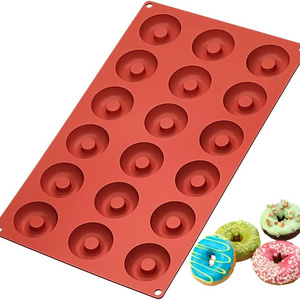 Silicone Mini Donut Pan, 18 Cavity Doughnut Baking Mold Tray - Muffin Cups, Cake Mold, Biscuit Mold, Red