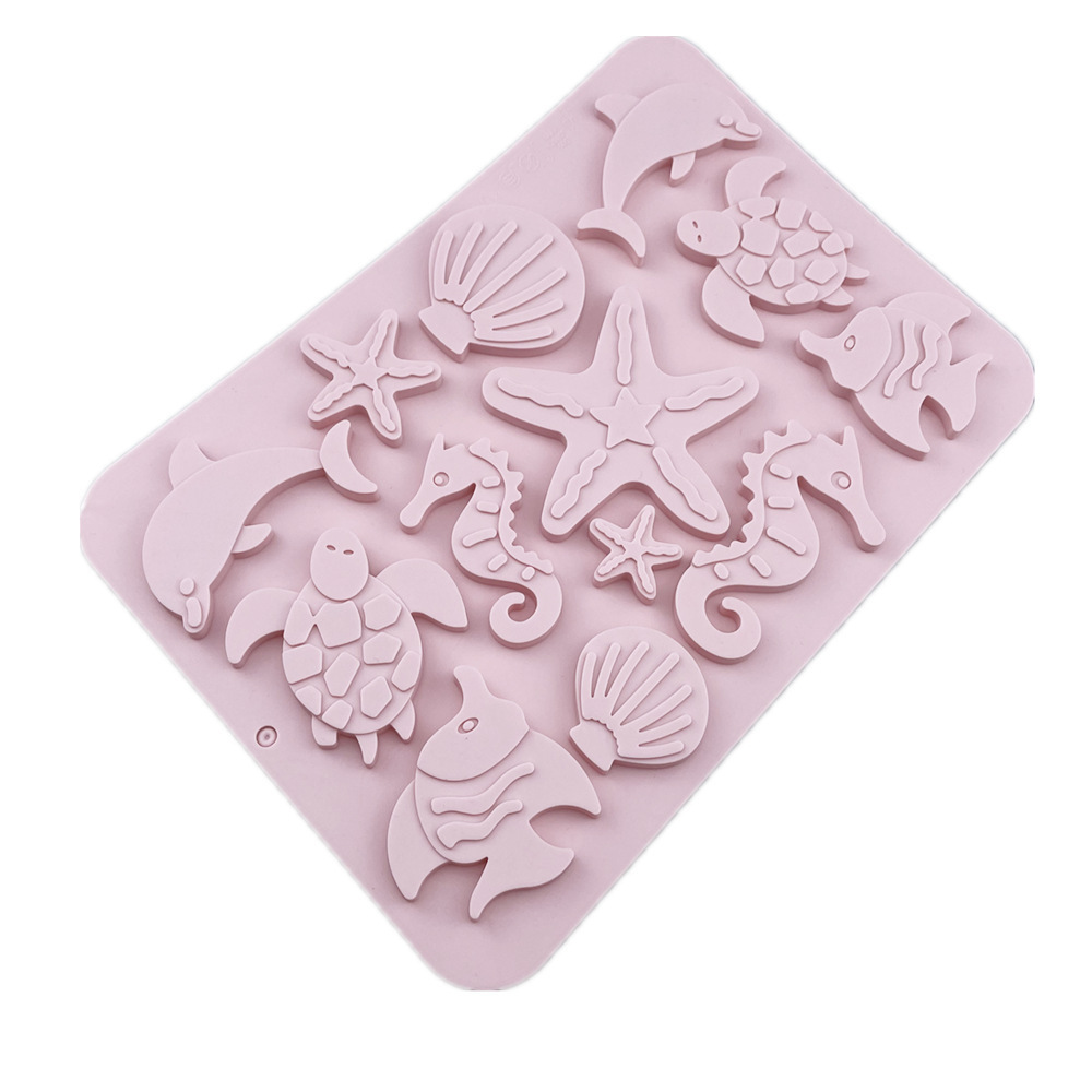 Customize Personalized Mermaid Tail Silicone Mold Conch Coral Starfish Texture Chocolate marine animals cake Fondant Mold