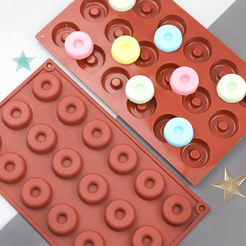 Silicone Mini Donut Pan, 18 Cavity Doughnut Baking Mold Tray - Muffin Cups, Cake Mold, Biscuit Mold, Red