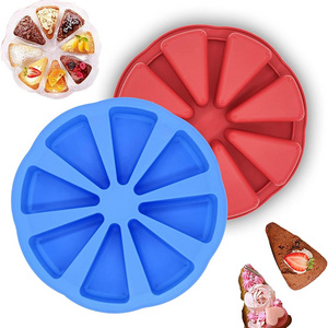 Pizza Cake Mould,8 Cavity Silicone Baking Pan Triangle Slices ornbread Brownies Muffins Tins for Kitchen Baking Tool