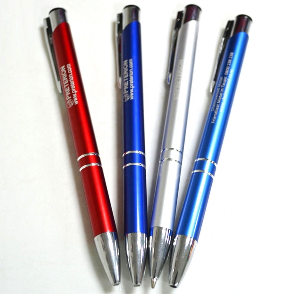 Cheap Ball Point Metal Pens Laser Engraved Print Branded Logo Manufacturer  Metal Aluminium Pen