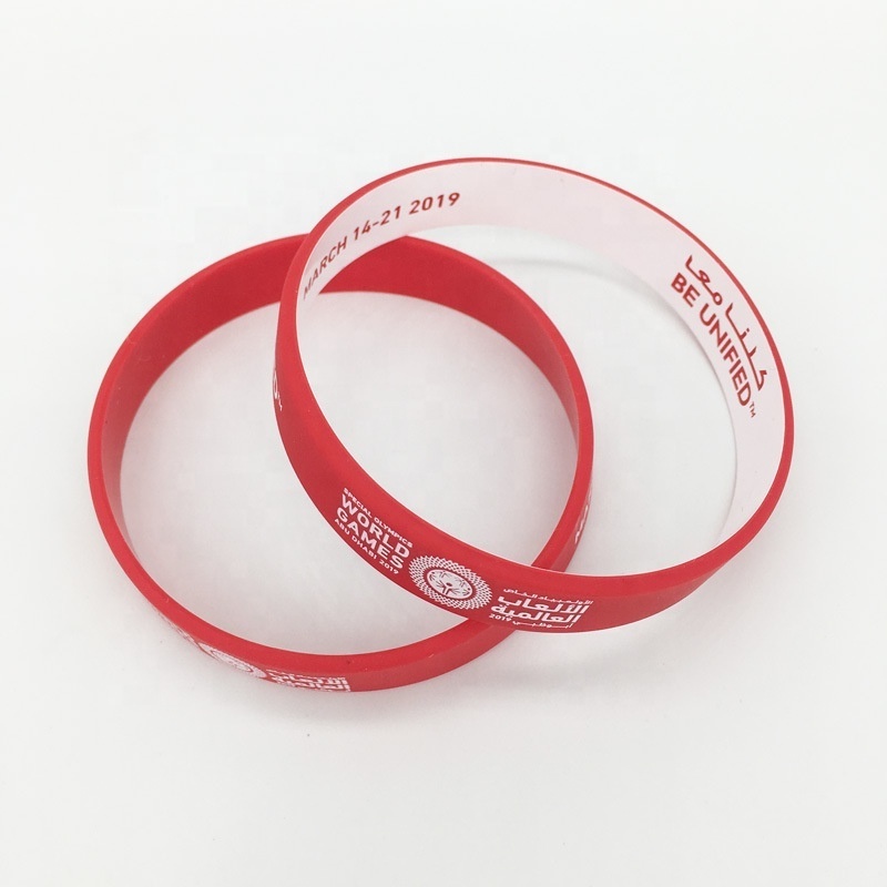 Custom 100% quality 2 layer silicone bands double Glue Tones two layer Rubber UAE National Day Wristband bracelet