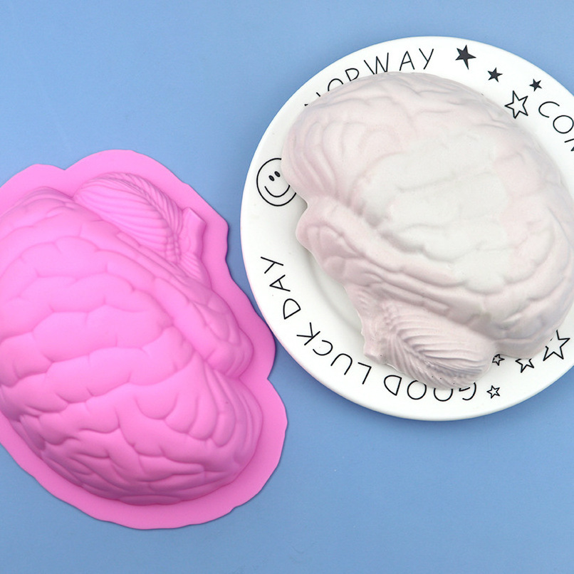 Human Brain Shape Pan Baking Silicone Halloween Cake Mold Pudding Jello Dessert Mold