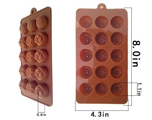 Non Stick 3pc Candy Molds, Chocolate Soap Moulds, sunflower Rose Silicone Baking Mold