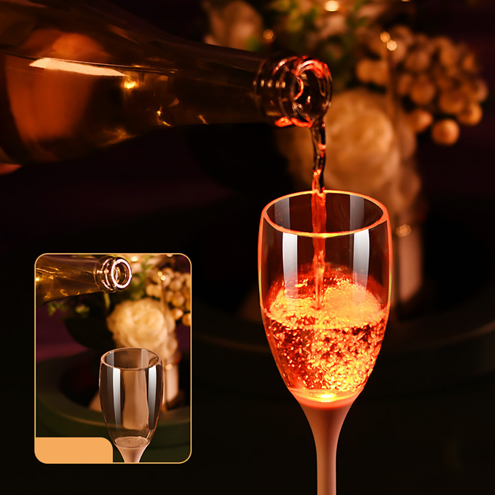 LED Wine Champagne Flute Glasses Water Liquid Activated Flashing Light Up Cup Blinking Cocktail Whisky Drinkware Glow Mugs IP67